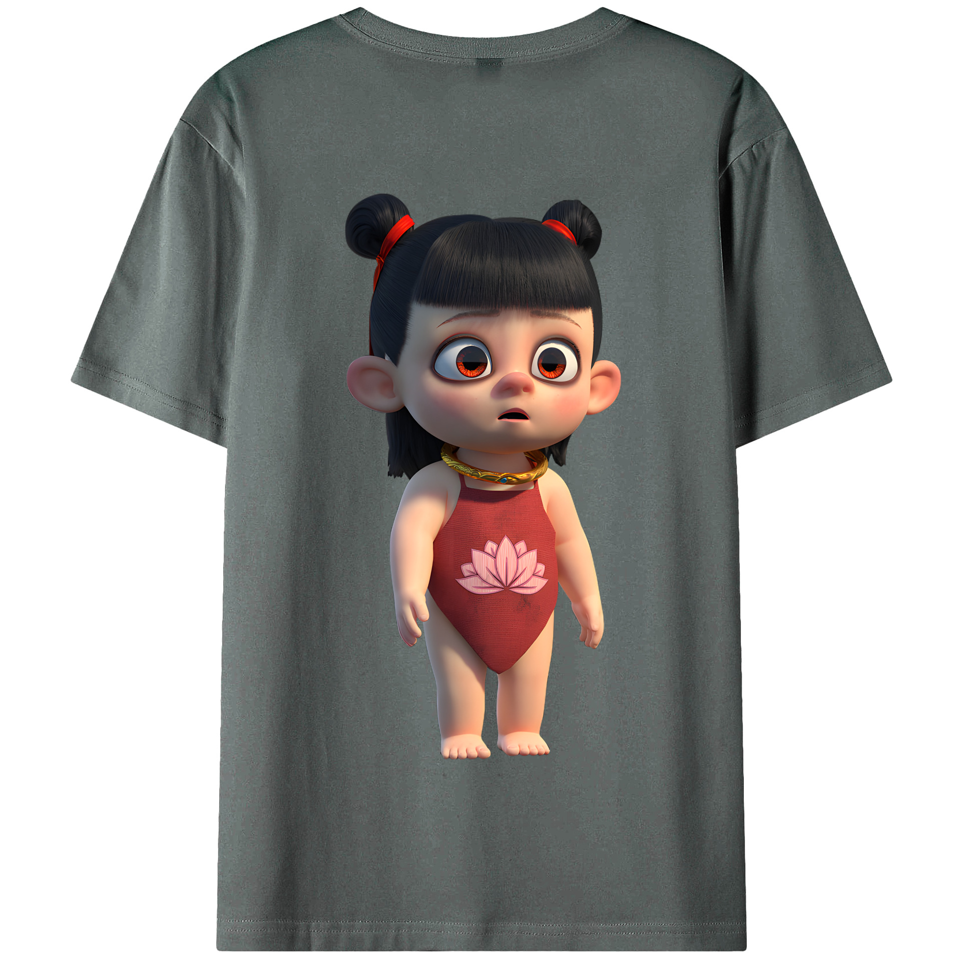 （画像用） Ne Zha 2 ナタ 魔童の大暴れ 綿100％半袖Tシャツ（背面プリント）
